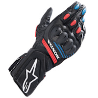 Alpinestars Honda SP-8 V3 Leather Gloves - Black / Bright Red / Blue