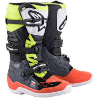 Alpinestars Youth Tech 7s Boots - Dark Grey / Fluo Red / Fluo Yellow