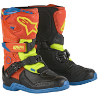 Alpinestars Kids Tech 3S Boots - Fluo Orange / Enamel Blue / Fluo Yellow