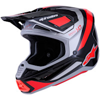 Alpinestars S-M7 Rise - Gloss Black / Silver / Fluo Red