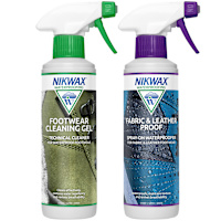 Nikwax Footwear Cleaning Gel / Fabric & Leather Proof Spray-On Pack - 2 x 300ml