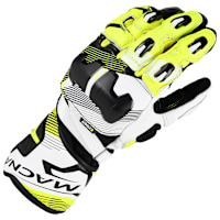 Macna Powertrack 2.0 Leather Gloves - Black / Fluo Yellow / White