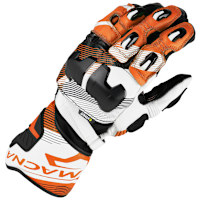 Macna Powertrack 2.0 Leather Gloves - Black / Orange / White