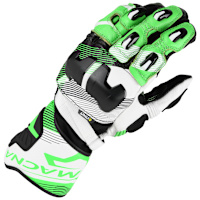 Macna Powertrack 2.0 Leather Gloves - Black / Green / White