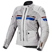 Macna Ladies Fluent Textile Jacket - Light Grey / Blue / Red