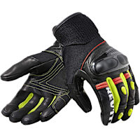 Rev'it Metric Leather Gloves - Black / Neon Yellow