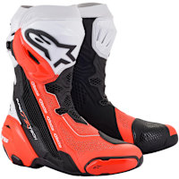 Alpinestars Supertech R Vented Boots - Black / White / Red Fluo