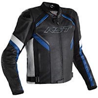 RST Sabre CE Leather Jacket - Black / White / Blue