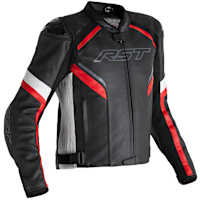 RST Sabre CE Leather Jacket - Black / White / Red