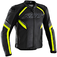 RST Sabre CE Leather Jacket - Black / Grey / Fluo Yellow