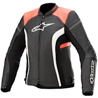 Alpinestars Stella Kira V2 Leather Jacket - Black / Coral