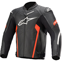 Alpinestars Faster V2 Leather Jacket - Black / Red Fluo