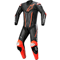 Alpinestars Fusion One Piece Leather Suit - Black / Red Fluo
