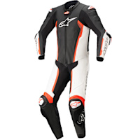 Alpinestars Missile V2 One Piece Leather Suit - Black / White / Red Fluo