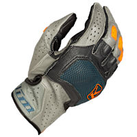 Klim Badlands Aero Pro V2 Short Leather Gloves - Petrol / Strike Orange