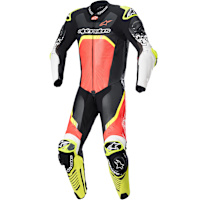 Alpinestars GP Tech V4 One Piece Leather Suit - Black / Red Fluo / Yellow Fluo