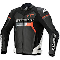Alpinestars GP Force Leather Jacket - Black / White / Red Fluo
