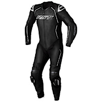 RST S1 CE One Piece Leather Suit - Black / Black / White 