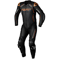 RST S1 CE One Piece Leather Suit - Black / Grey / Neon Orange