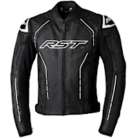 RST S1 CE Leather Jacket - Black / Black / White