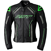 RST S1 CE Leather Jacket - Black / Grey / Neon Green 