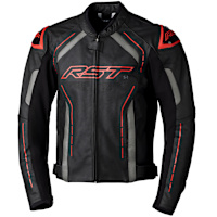 RST S1 CE Leather Jacket - Black / Grey / Red 