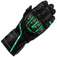 RST S1 CE Leather Gloves - Black / Grey / Neon Green 