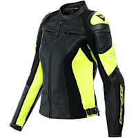 Dainese Ladies Racing 4 Leather Jacket - Black / Fluo Yellow 