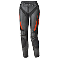 Held Ladies Lane 2 Leather Trousers - Black / Neon Red