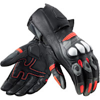 Rev'it League 2 Leather Gloves - Black / Neon Red