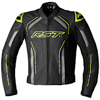 RST S1 CE Leather Jacket - Black / Grey / Fluo Yellow