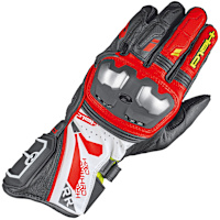 Held Akira RR Leather Gloves - Black / White / Red