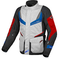Macna Rancher Textile Jacket - Light Grey / Blue / Red