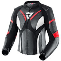 Rebelhorn Ladies Rebel Leather Jacket - Black / Flo Red / White