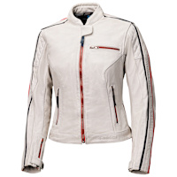 Held Ladies Brixham Leather Jacket - Grey / Red