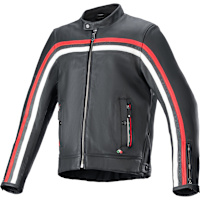 Alpinestars Dyno Leather Jacket - Black / Ruby Red / Ecru