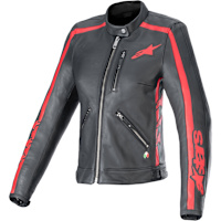 Alpinestars Stella Dyno Leather Jacket - Black / Haute Red