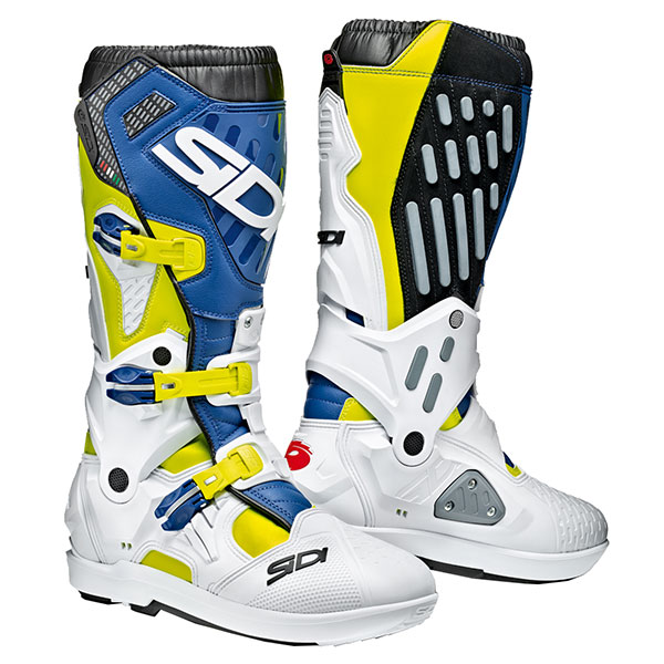 SIDI モトクロスブーツ ATOJO SRS ホワイト/ネイビー/イエロー Sidi Atojo SRS Boots - Yellow Fluo / White / Blue - FREE UK DELIVERY