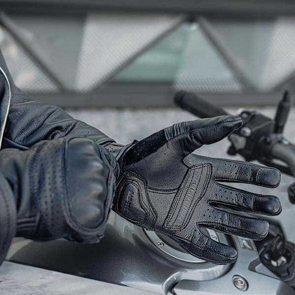 REBELHORN Thug II Guanti Da Moto Uomo: Pelle Di Capra, Protezioni SAS-TEC, Touchscreen