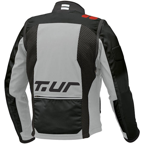 T.ur J-Three Arm Link Textile Jacket - Light Grey / Red - FREE UK