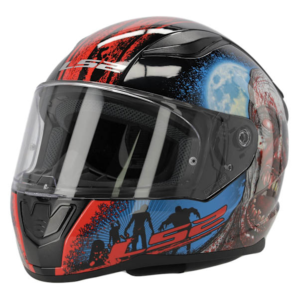 LS2 FF353 RAPID Full Face Motorcycle Helmet – Glow-in-the-Dark Happy Dreams, Black, ECE 22.06