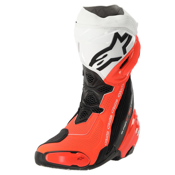 Alpinestars Supertech R Vented Boots - Black / White / Red Fluo
