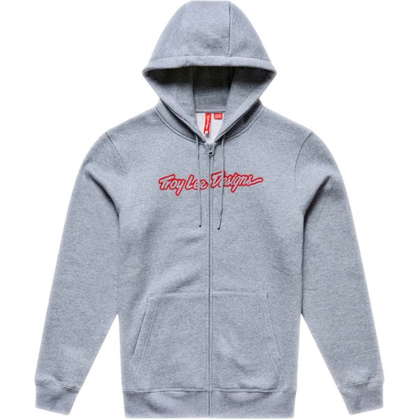 Troy Lee Designs Troy Lee Designs Front Zip Hoodie - Signature Grey Heather / Red