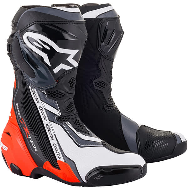 Alpinestars Supertech R Boots Black Red Fluo White Grey