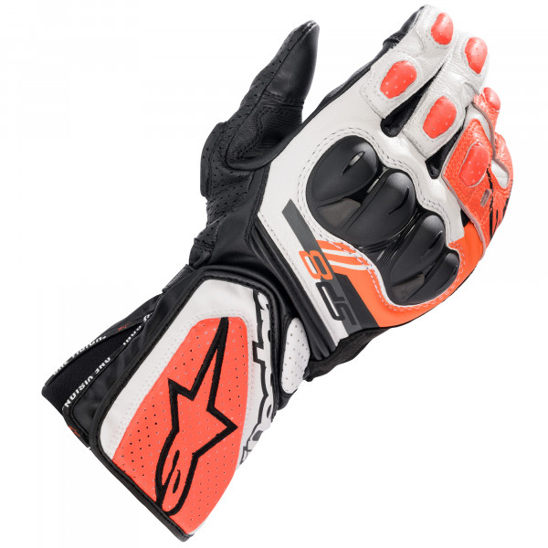 Alpinestars Alpinestars SP-8 V3 Leather Gloves - Black / White / Red Fluo