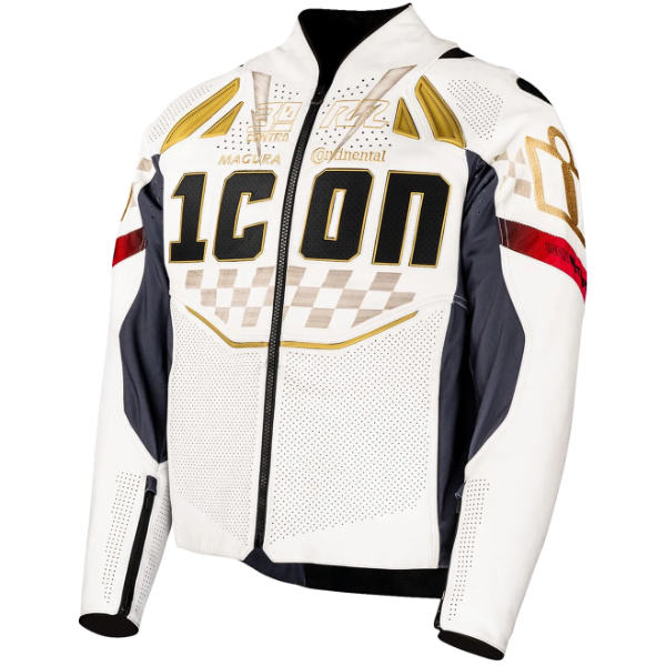 Icon Contra3 Perforated Leather Jacket - Rizz Rizz White - FREE UK DELIVERY