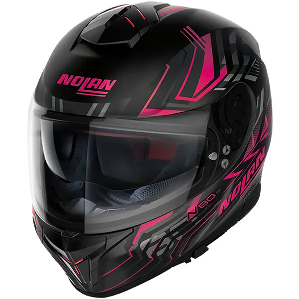 Nolan Nolan N80-8 N-Com - Turbulence Flat Black / Pink