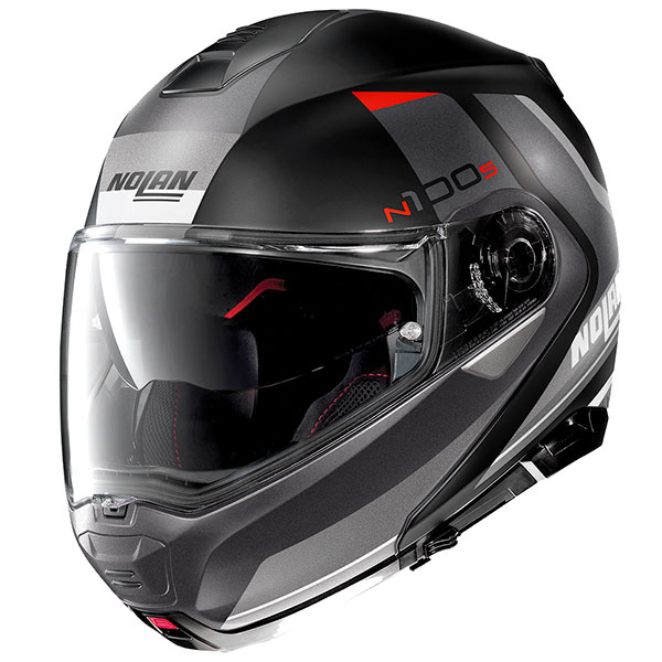 Nolan Nolan N100-5 N-Com - Hilltop Flat Black / Grey