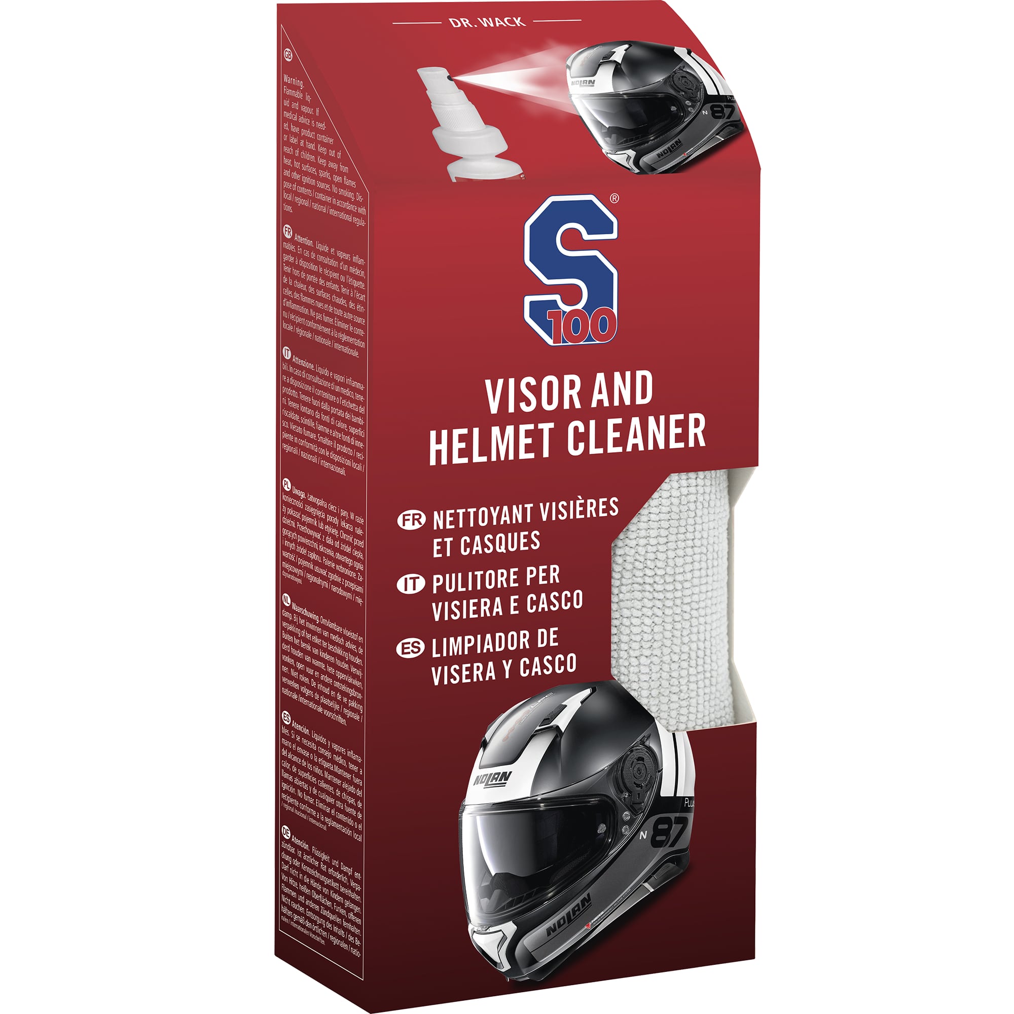 S100 S100 Visor & Helmet Cleaner 100ml With Microfibre Towel