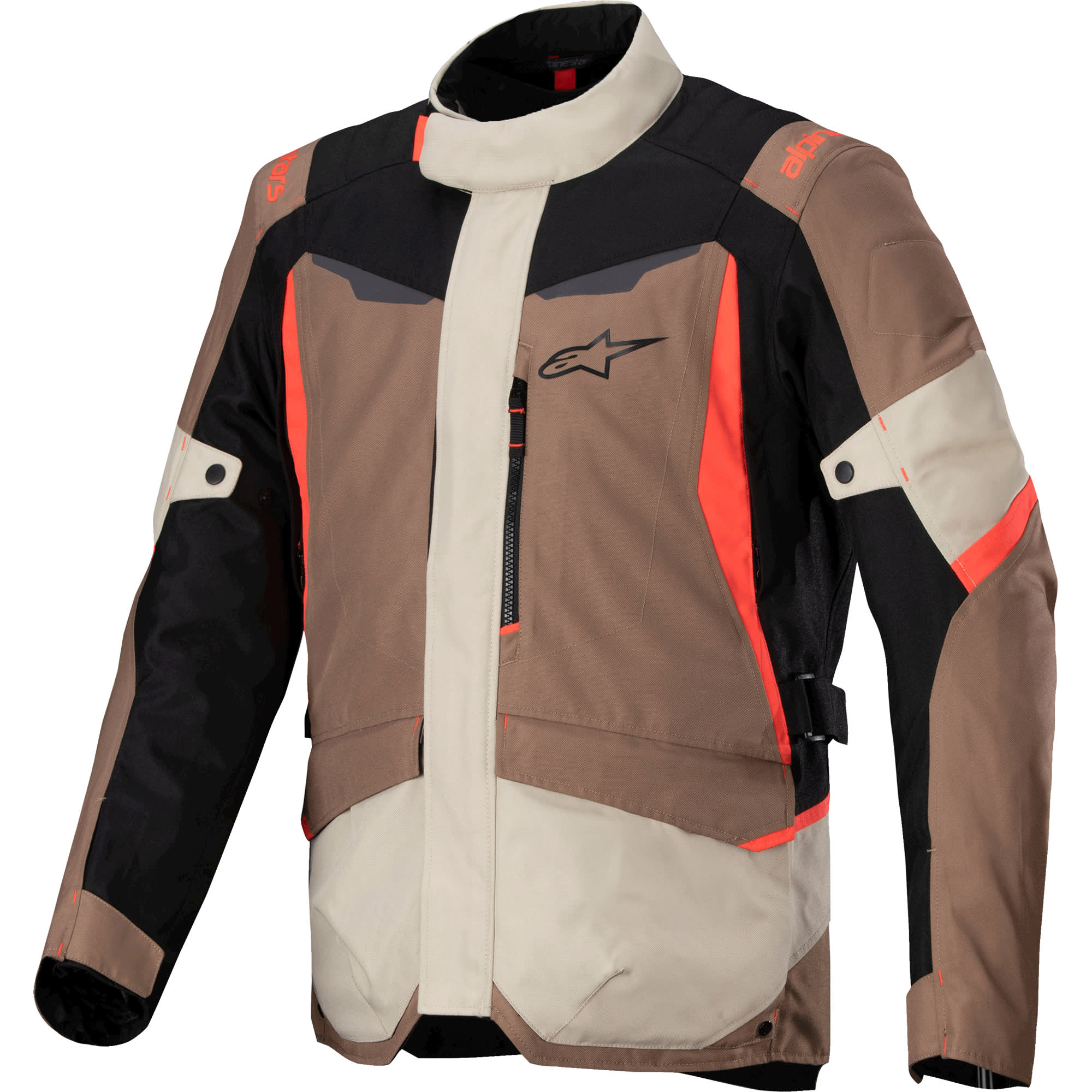 Alpinestars Alpinestars ST-1 Waterproof Textile Jacket - Dark Khaki / Sand / Black / Fluo Red